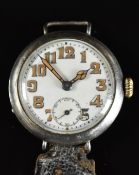 Unnamed silver military style gentleman's wristwatch with inset subsidiary seconds dial, luminous