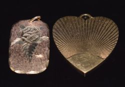 A 14k gold heart pendant (8.1g) and a 9ct rose gold pendant, 2.1g