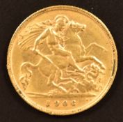 Edward VII 1906 gold half sovereign