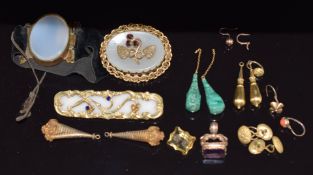 Victorian/ pinchbeck brooches and bracelet, Victorian intaglio seal, carved citrine seal and