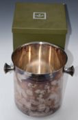 Christofle twin handled silver plated champagne bucket or cooler, in original box, height of