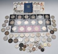 1889, 1899 and 1987 crowns together with quantity of coins including commemorative coins, two 1986