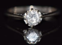 An 18ct white gold and platinum ring set with a diamond of approximately 0.5ct, 2.5g, size M