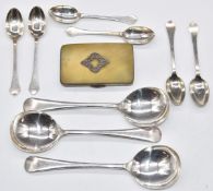 Three hallmarked silver soup spoons, Birmingham 1933, maker Barker Brothers Silver Ltd and a set