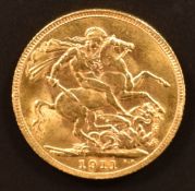 George V 1911 gold full sovereign