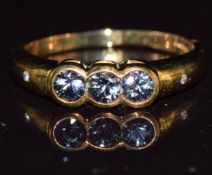 A 9k gold ring set with colour-change sapphire and diamonds, 2.4g, size N