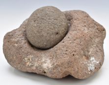 North American Indian tribal pestle and mortar/ grinding stone, W17cm