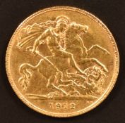 George V 1912 gold half sovereign