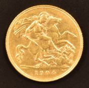 Edward VII 1904 gold half sovereign G-VF