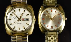 Two gentleman's wristwatches comprising Bulova ref. N1 with luminous hands, orange and gold hour