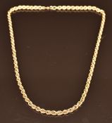 A 9ct gold rope twist necklace, 6.2g, 40cm long