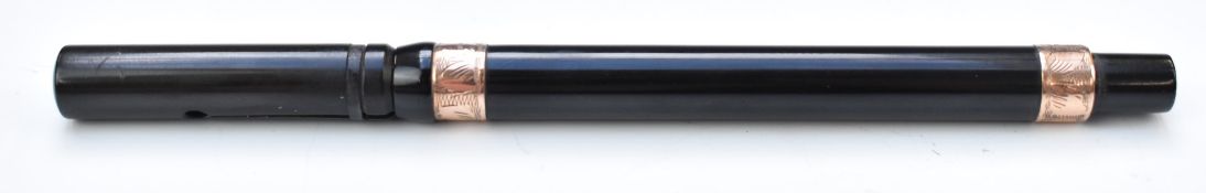 Eyedropper type slip cap fountain pen with 9ct gold bands