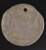 Mary hammered groat 1553-4, pomegranate mint mark (pierced but otherwise F)