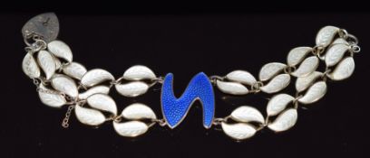 David Andersen silver bracelet set with enamel, with additional enamel section added, 16cm long