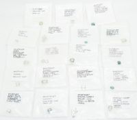 Thirty eight loose green amethysts including 3.2ct pear cut, 1.4ct oval cut, 5.8ct mixed rectangular