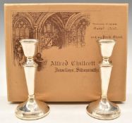 Pair of modern hallmarked silver candlesticks, Birmingham 1986, maker M Kamin & Co Ltd, height 14.