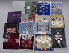 Eleven Royal Mint UK coins sets 1990-1995, 2006-2008, 1986 and 1988, Bradford and Bingley issue
