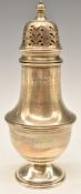 George VI hallmarked silver sugar caster of baluster form, Birmingham 1939, maker Adie Brothers Ltd,