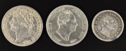 George IV maundy threepence 1827, Seaby 3819 (VF) together with William IV fourpence 1836, Seaby