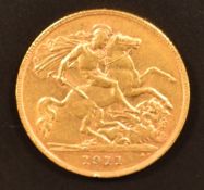 George V 1911 gold half sovereign