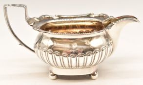 Georgian hallmarked silver milk jug with reeded decoration, London 1808, maker Robert Hennell I &