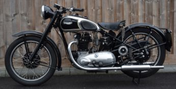 1950 Triumph 3T350cc  twin cylinder motorcycle, registration number AAL 939A, with V5C giving date