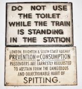 London, Brighton & South Coast Railway vintage style spitting cast iron sign 16 x 30cm, together