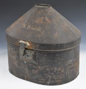 Military or similar metal hat box by the Army & Navy Cooperative Society Ltd, Calcutta containing
