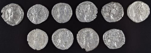 Roman Imperial coinage The Antonines AD138-193 Commodus ten silver Denarius, various reverses,