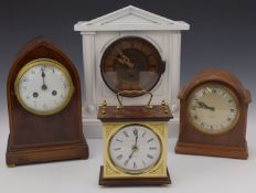 Four 19th/20thC mantel clocks, tallest 33cm