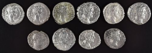 Roman Imperial coinage The Antonines AD138-193 Commodus ten silver Denarius, various reverses,