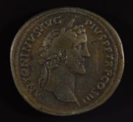 Roman Imperial coinage The Antonines AD138-193 Antoninus Pius bronze Sestertius, TIBERIUS S C, the