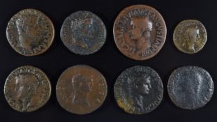 Roman Imperial coinage Julio-Claudian Dynasty 27BC-AD69 eight bronze coins comprising Caligula as (