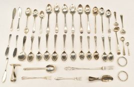Various hallmarked silver cutlery to include set of four Georgian teaspoons, two further sets of