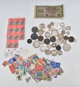 A quantity of silver Victorian coinage to include young head half crown, Catholic florins etc,
