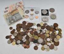 A collection of UK and overseas coinage includes Irish Free State, banknotes etc