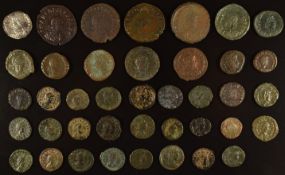 Imperial Roman coinage AD383-408 Arcadius, 39 bronze coins, largest diameter 24mm, smallest 10mm