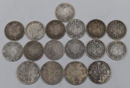 Four various Queen Victoria double florins, 112 Victorian florins and an Edward VII 1906 example