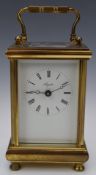 Angelus brass cased bevelled glass carriage clock, H15.5cm