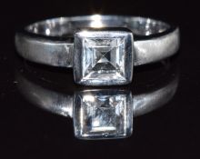 A 9k white gold ring set with glacier topaz, 3.9g, size M