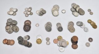 A quantity of UK and overseas coinage, Queen Victoria onwards, including approximately 190g of