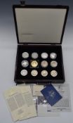 Twelve various crowns etc in collector's case, includes five silver examples, with certificates