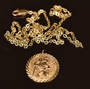 A 9ct gold St Christopher and chain, 5.8g