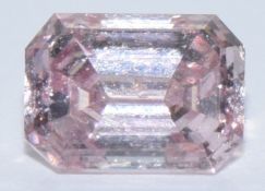 A loose 0.16ct pink emerald cut diamond, with certificate from Argyle mine and IGL certificate