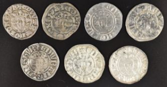 Seven Edward I hammered pennies, various mints Lincoln class 3f, Newcastle class 3c, Durham (