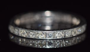 Art Deco platinum eternity ring set with diamonds, 2.6g, size M