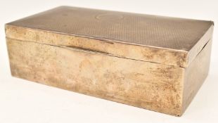Hallmarked silver cigarette box, Birmingham 1922, maker Alexander Clark & Co Ltd, width 17cm