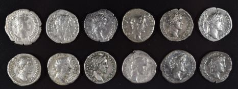 Roman Imperial coinage The Antonines AD138-193 Antoninus Pius twelve silver Denarius, various