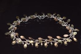 Brett & Payne gold and silver necklace made up of silver twisted branch links with applied 18ct gold
