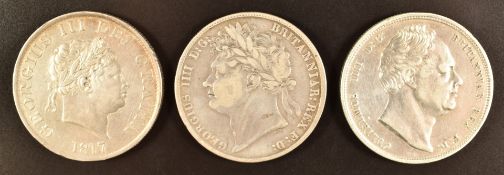 George III 1817 halfcrown, VF-EF, together with an George IV 1823 example and a William IV, VF